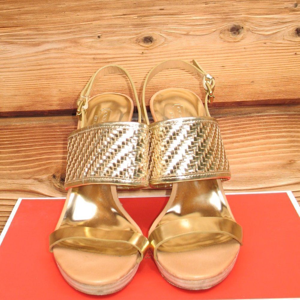 Coach Steffi Metallic  Platform Heels Shoes - Picture 3 of 11